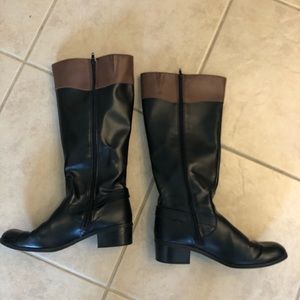 Black tall saddle boots